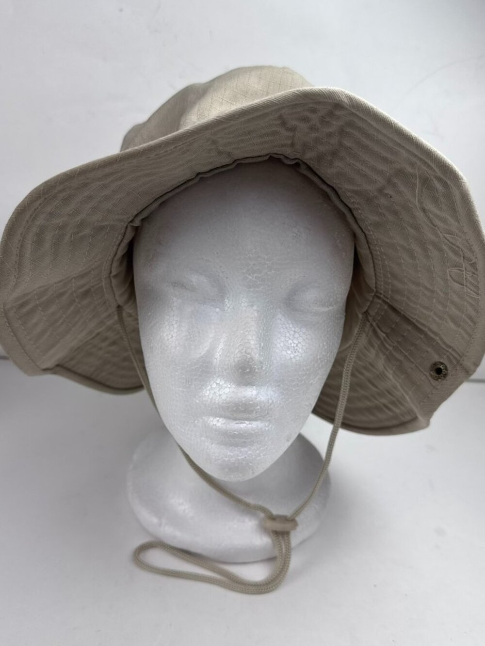 Boonie Bucket Hat Tan Khaki Ripstop Safari Fishing Sun Cap Chin Strap Snap Brim